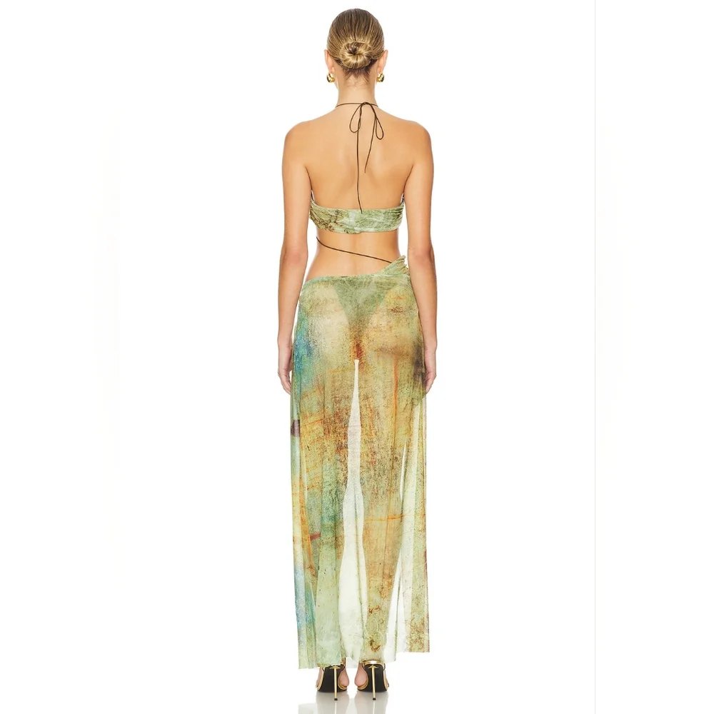 BB2. NWT JADED LONDON CANTHA ASYMMETRIC CUT OUT MAXI DRESS IN LAGOON - Picture 3 of 10